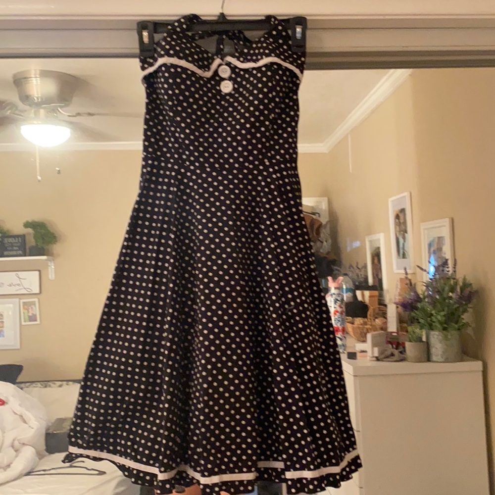 Retro Polka Dot Halter Dress